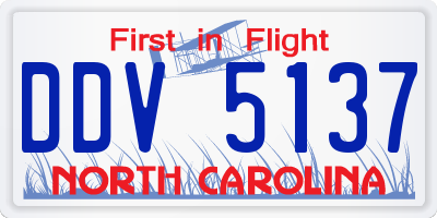 NC license plate DDV5137