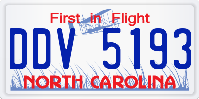 NC license plate DDV5193