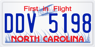 NC license plate DDV5198