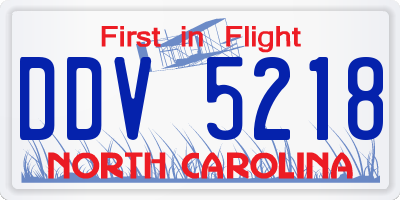 NC license plate DDV5218