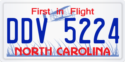 NC license plate DDV5224