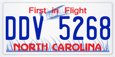 NC license plate DDV5268