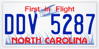 NC license plate DDV5287
