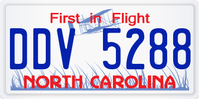 NC license plate DDV5288