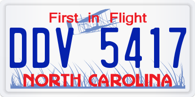NC license plate DDV5417
