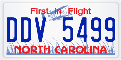 NC license plate DDV5499