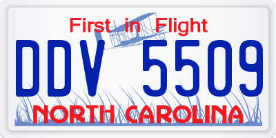 NC license plate DDV5509