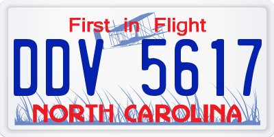 NC license plate DDV5617