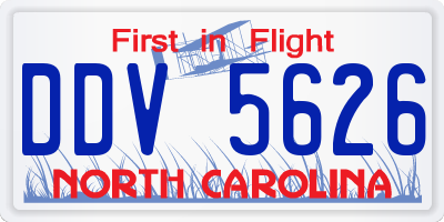 NC license plate DDV5626