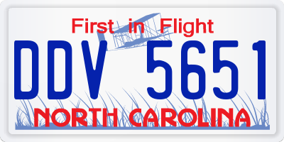 NC license plate DDV5651