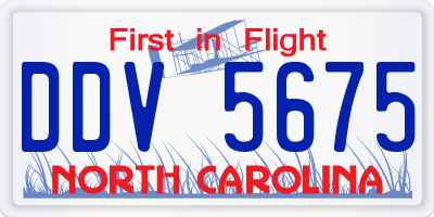 NC license plate DDV5675