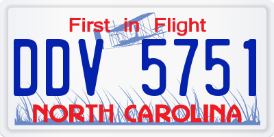 NC license plate DDV5751