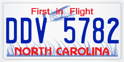 NC license plate DDV5782