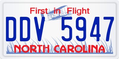 NC license plate DDV5947