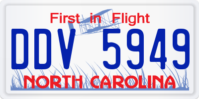 NC license plate DDV5949