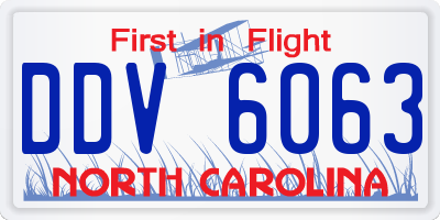 NC license plate DDV6063