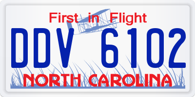 NC license plate DDV6102