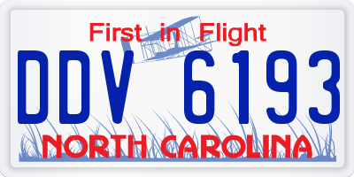 NC license plate DDV6193