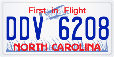 NC license plate DDV6208