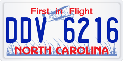 NC license plate DDV6216