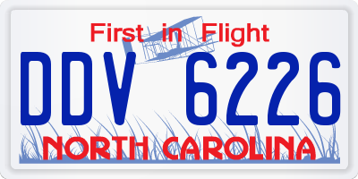NC license plate DDV6226