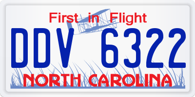 NC license plate DDV6322