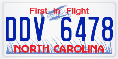 NC license plate DDV6478