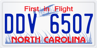 NC license plate DDV6507