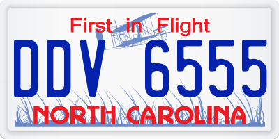 NC license plate DDV6555