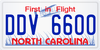 NC license plate DDV6600