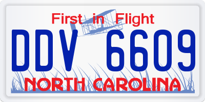 NC license plate DDV6609