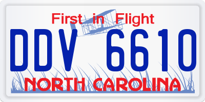 NC license plate DDV6610