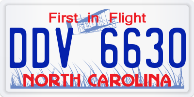 NC license plate DDV6630