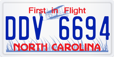 NC license plate DDV6694