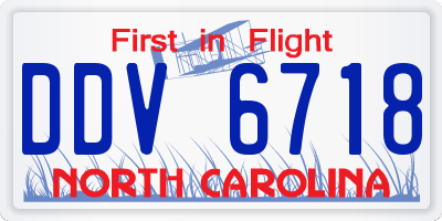 NC license plate DDV6718