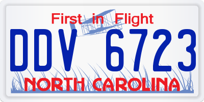 NC license plate DDV6723