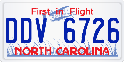 NC license plate DDV6726