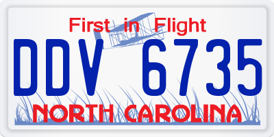 NC license plate DDV6735