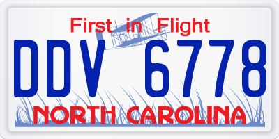 NC license plate DDV6778