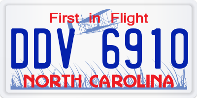 NC license plate DDV6910