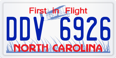 NC license plate DDV6926