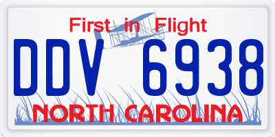 NC license plate DDV6938