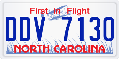 NC license plate DDV7130