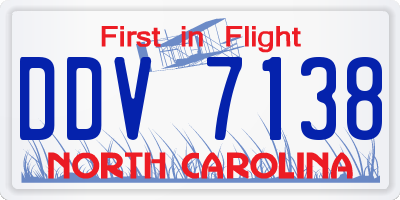 NC license plate DDV7138
