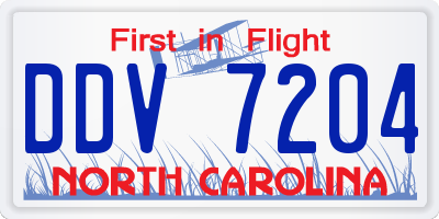 NC license plate DDV7204