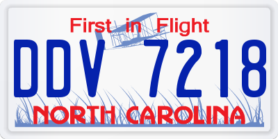 NC license plate DDV7218