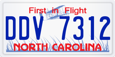 NC license plate DDV7312