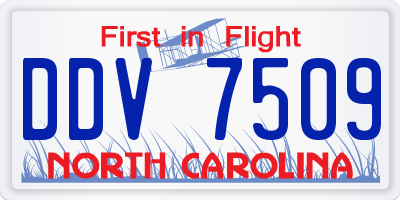 NC license plate DDV7509