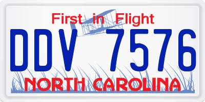 NC license plate DDV7576