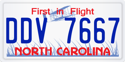 NC license plate DDV7667
